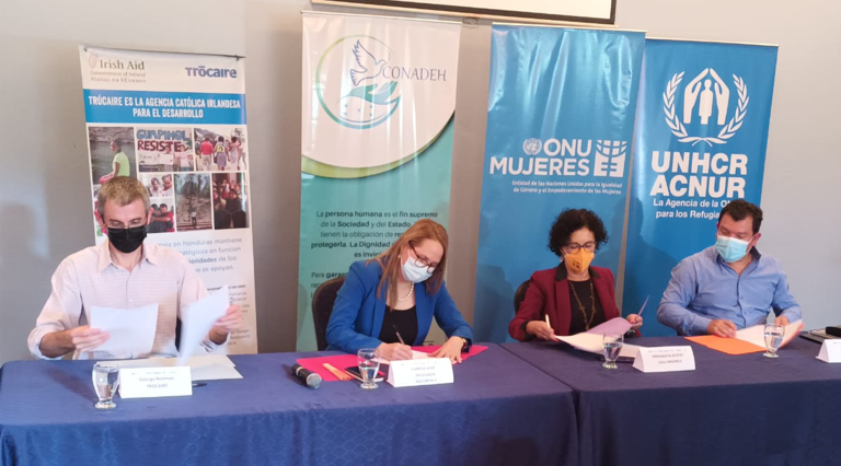 ACNUR, ONU Mujeres, Trocaire y CONADEH: Firman acuerdo de cooperación para proteger la labor de más de 300 defensoras de DD. HH