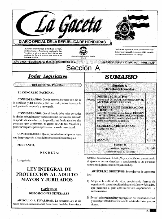 Ley Integral de Protección al Adulto Mayor y Jubilados