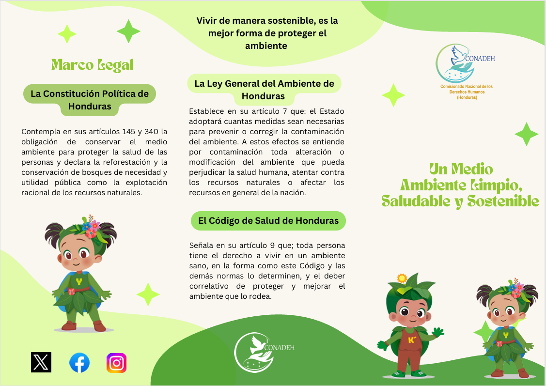 Tríptico Medio Ambiente limpio Saludable y Sostenible