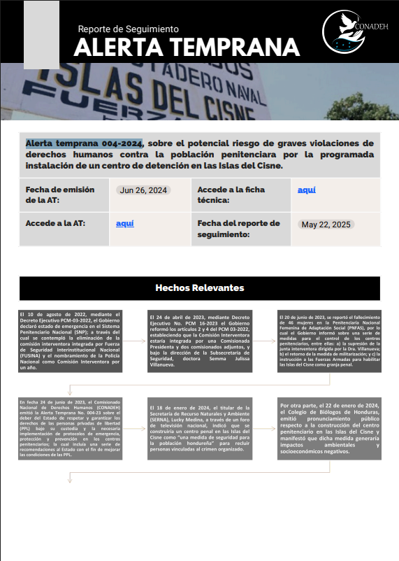 REPORTE DE SEGUIMIENTO ALERTA TEMPRANA No. 004-2024