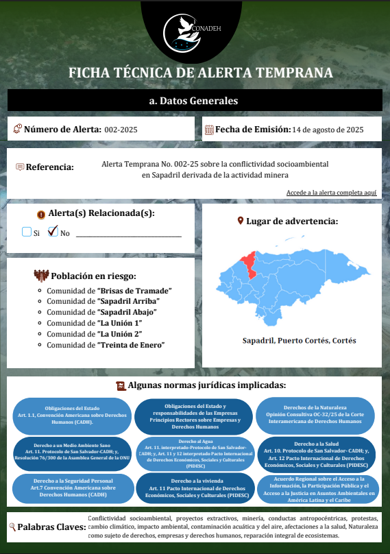 FICHA TÉCNICA DE ALERTA TEMPRANA No.002-2025