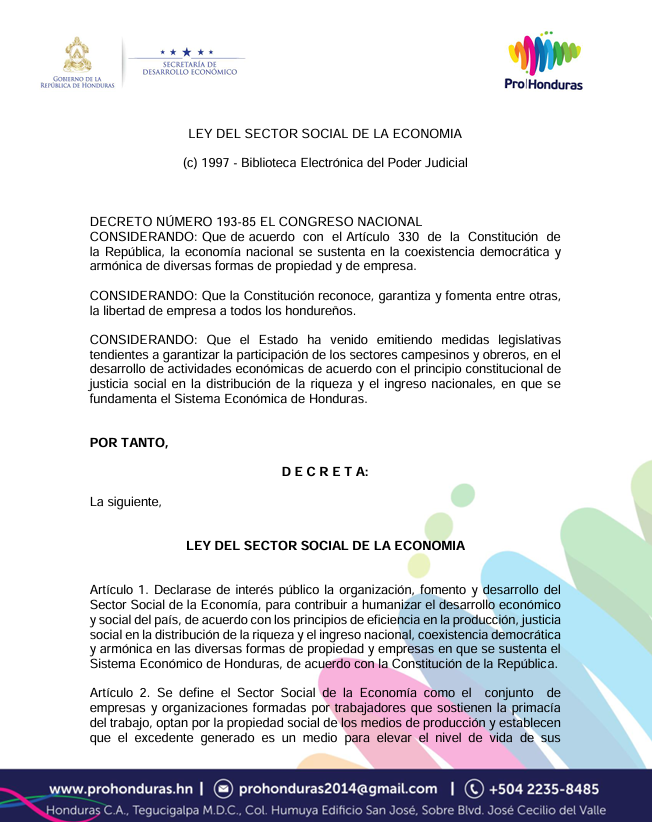 LEY DEL SECTOR SOCIAL DE LA ECONOMIA
